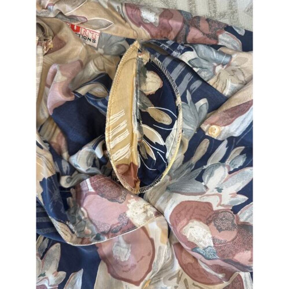 Stunt Collection Vintage 100% Silk Blouse Women’s M Floral Print Shoulder Pads - Picture 10 of 10